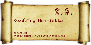 Kozáry Henrietta névjegykártya