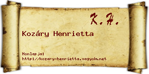 Kozáry Henrietta névjegykártya